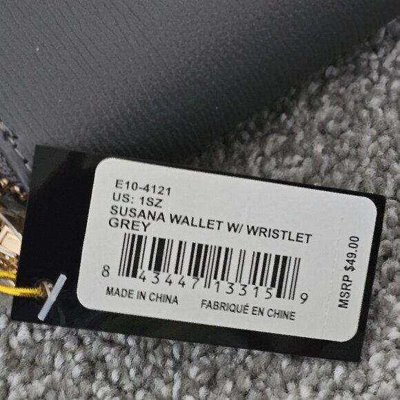 new ~ BEBE ~ susana ~ WALLET ~ w/WRISTLET ~ gray ~ ZIP AROUND - Picture 4 of 9